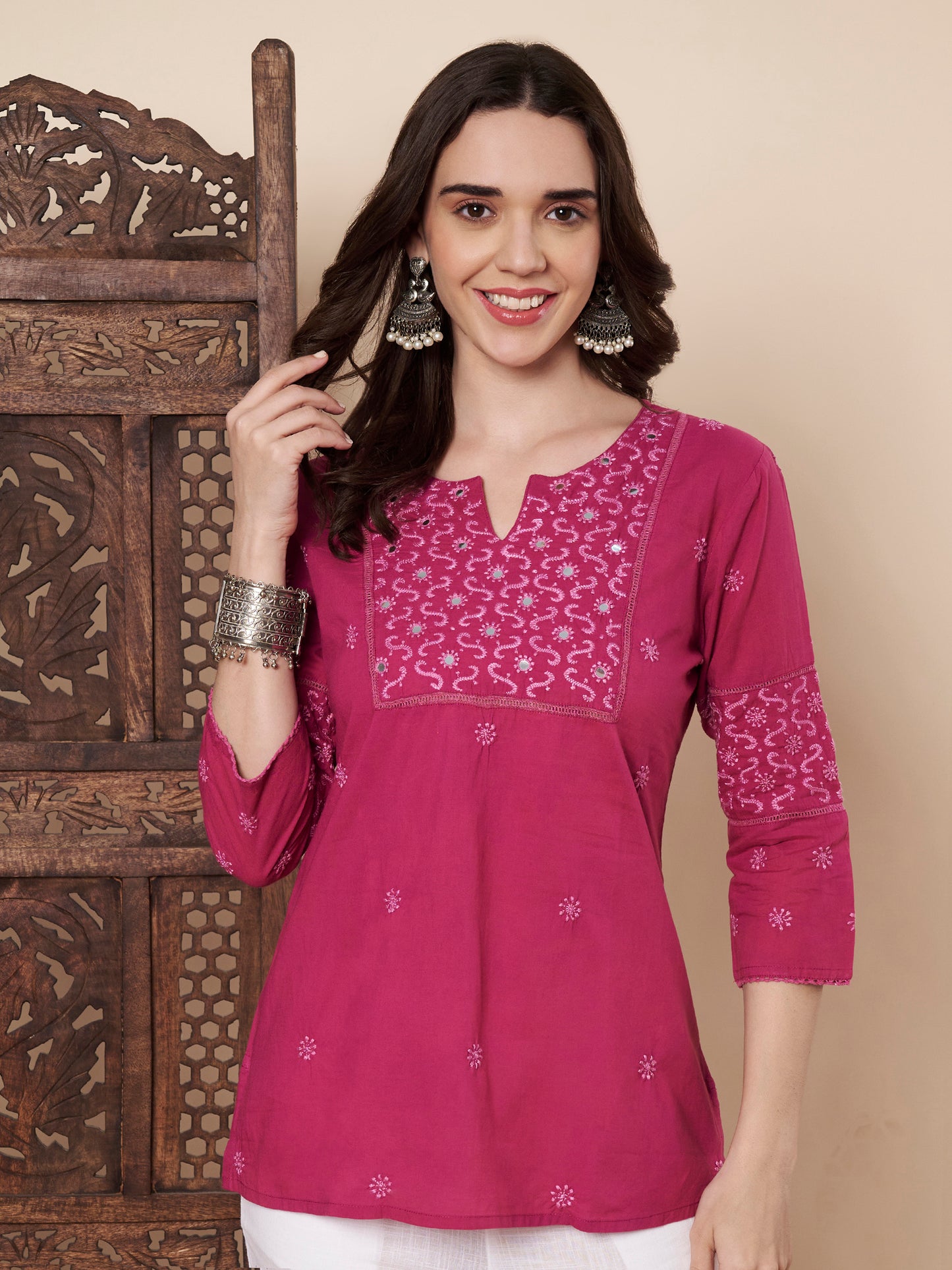 Chikankari Top with Mirror Work