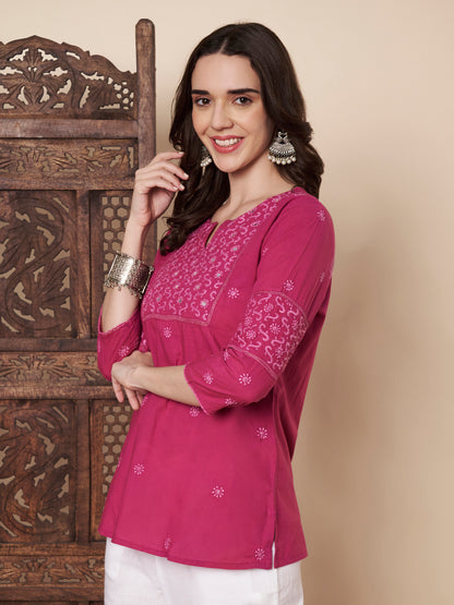 Chikankari Top with Mirror Work