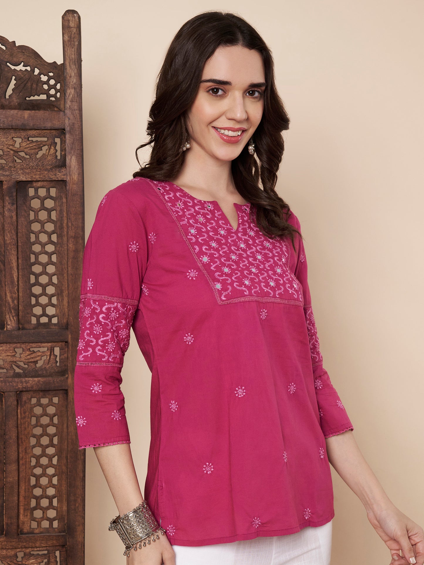 Chikankari Top with Mirror Work