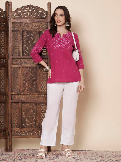 Chikankari Top with Mirror Work