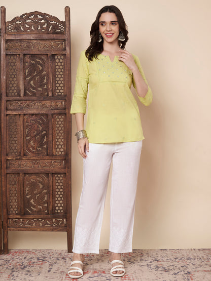 Chikankari Top with Mirror Work