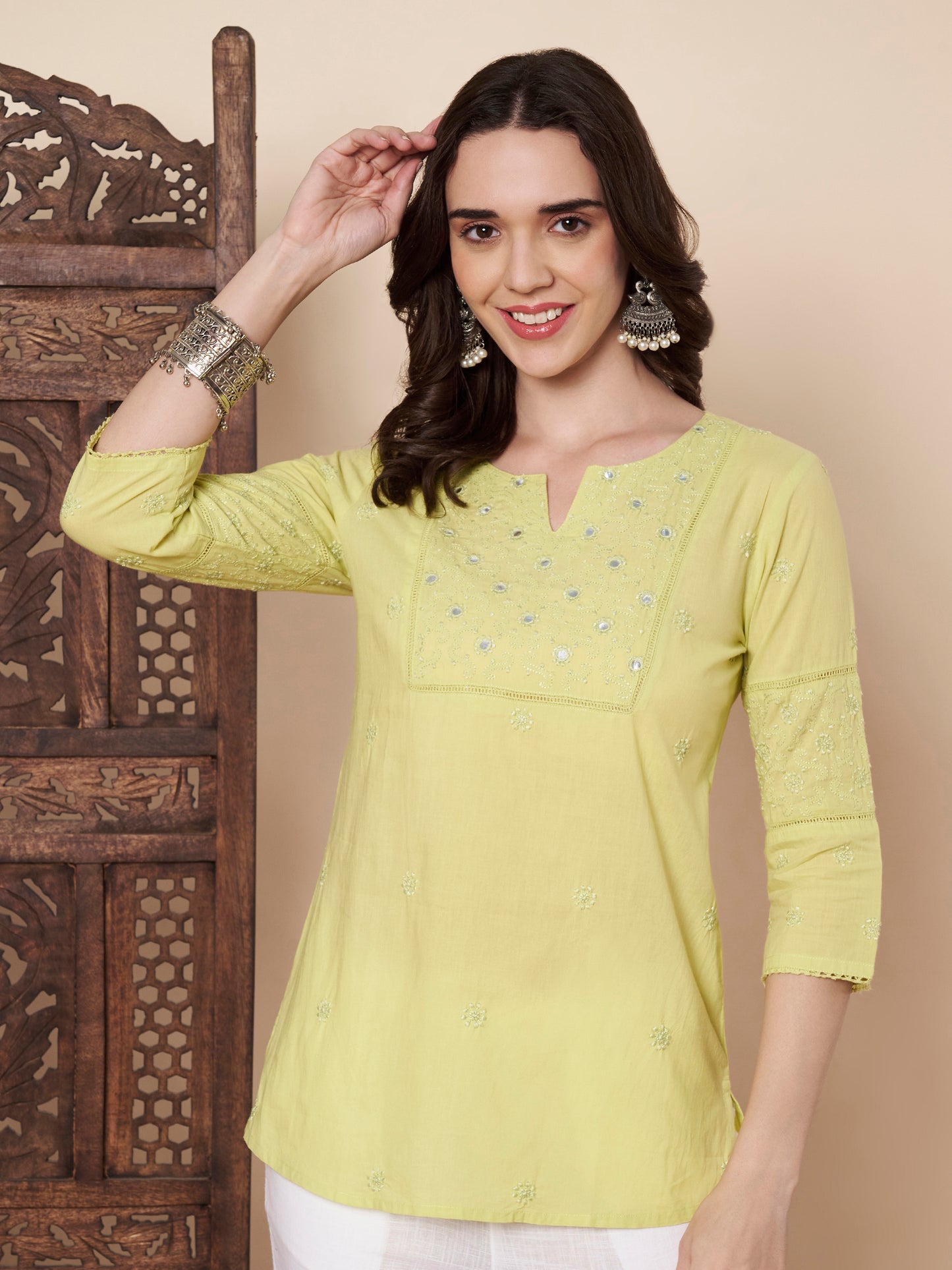 Chikankari Top with Mirror Work