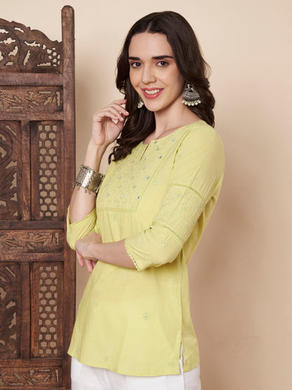 Chikankari Top with Mirror Work