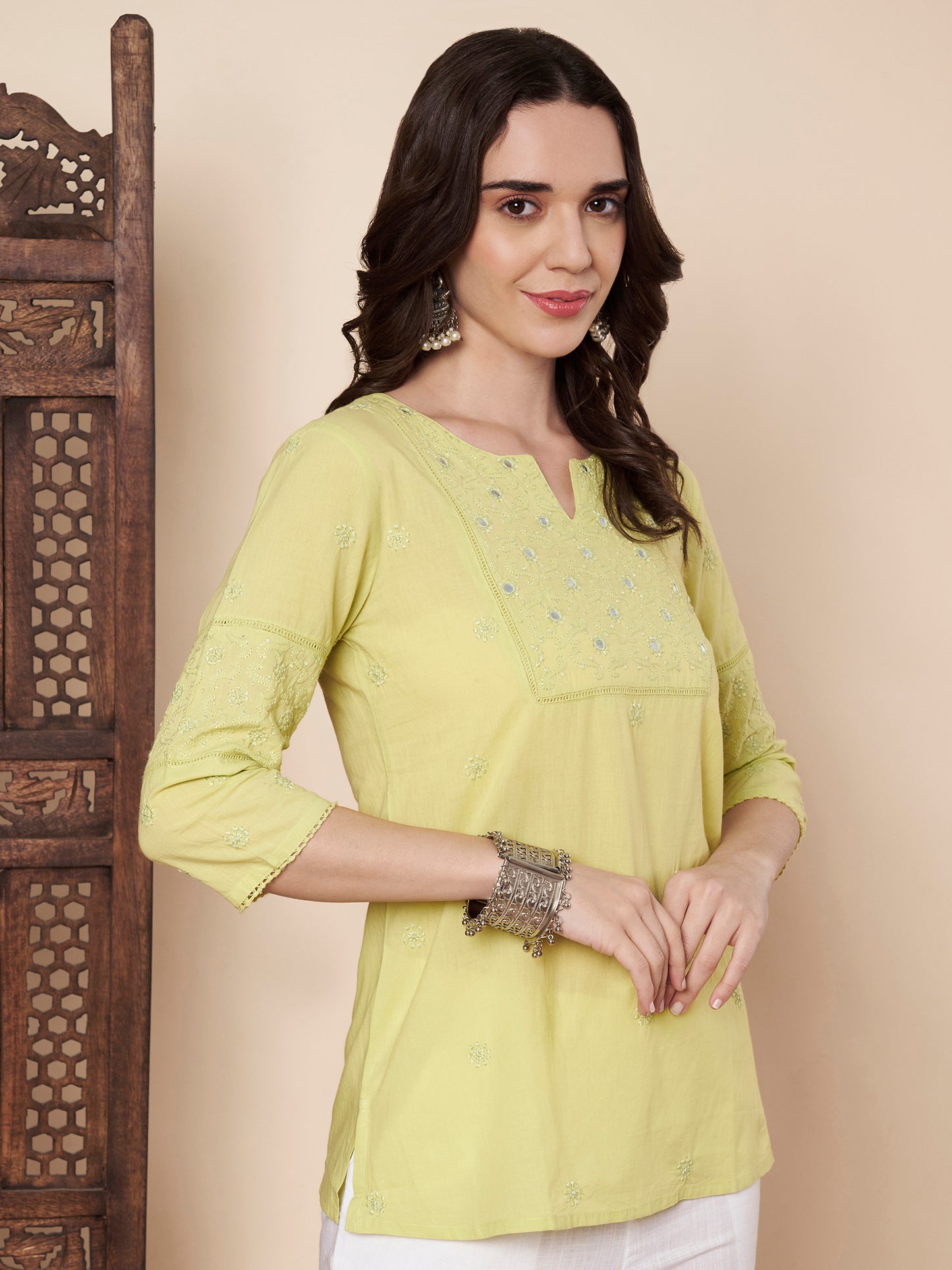 Chikankari Top with Mirror Work