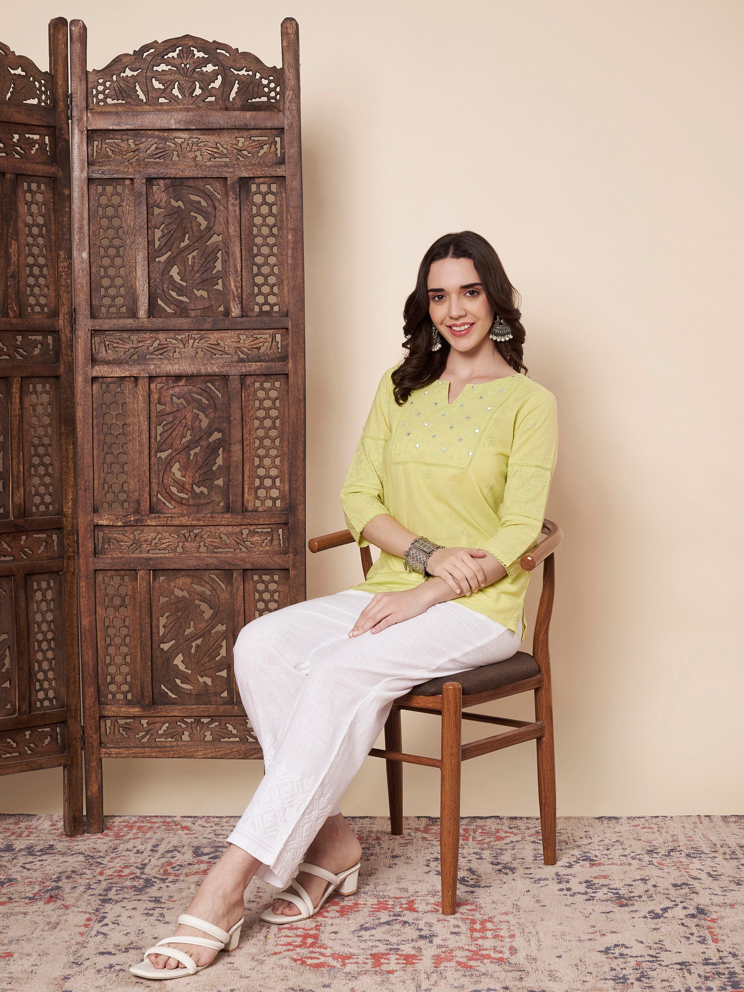 Chikankari Top with Mirror Work