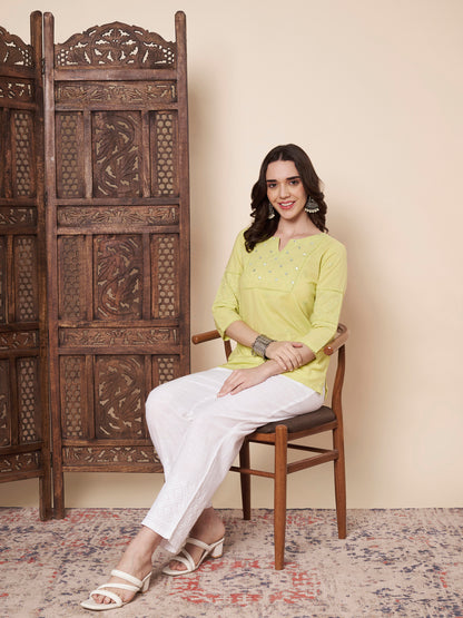 Chikankari Top with Mirror Work