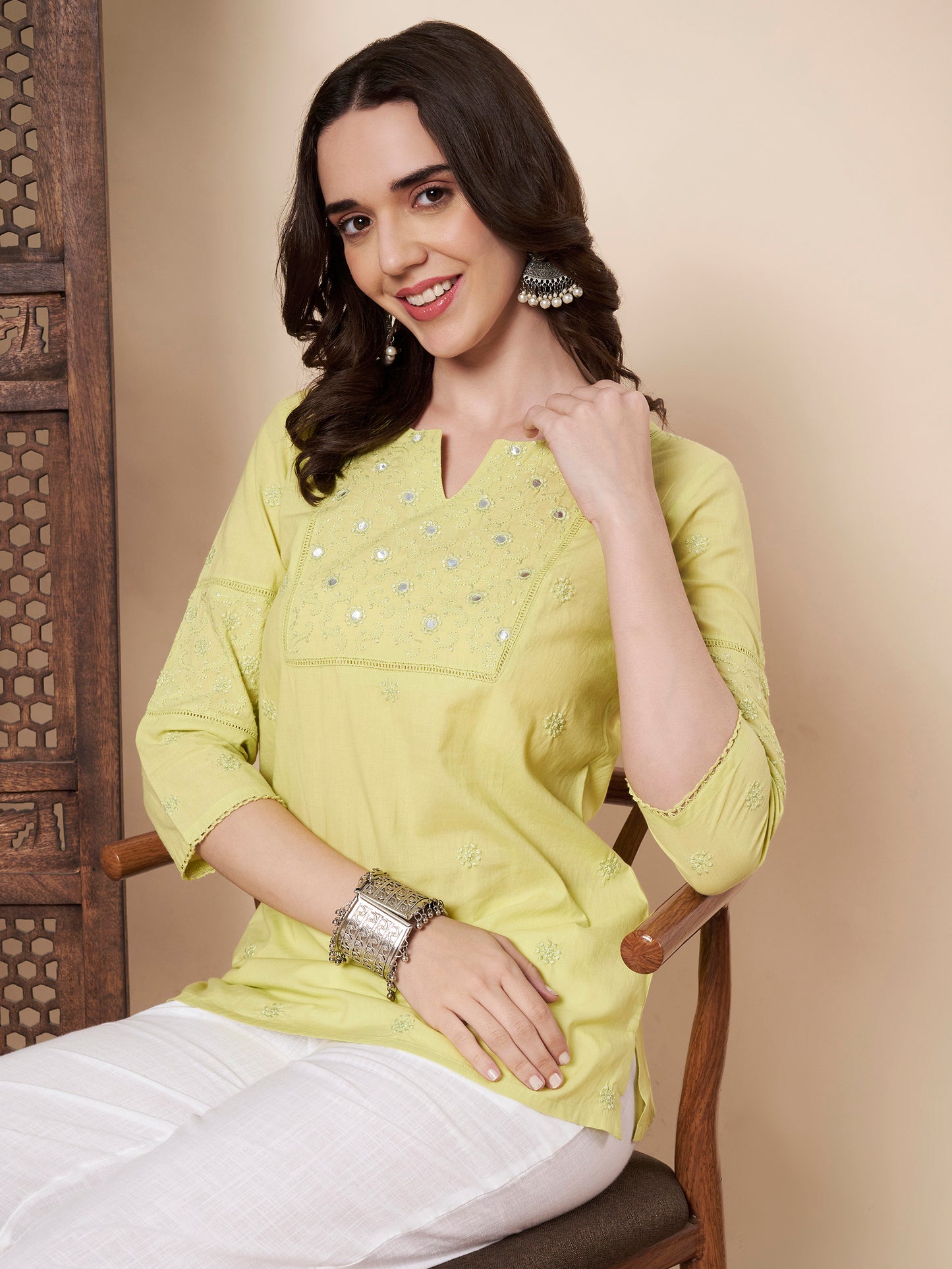 Chikankari Top with Mirror Work