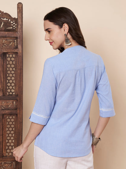 Chambray Chikankari Shirt