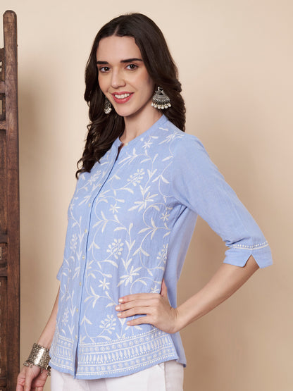 Chambray Chikankari Shirt