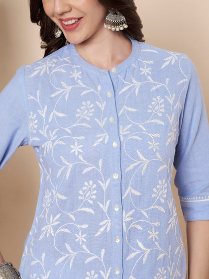 Chambray Chikankari Shirt