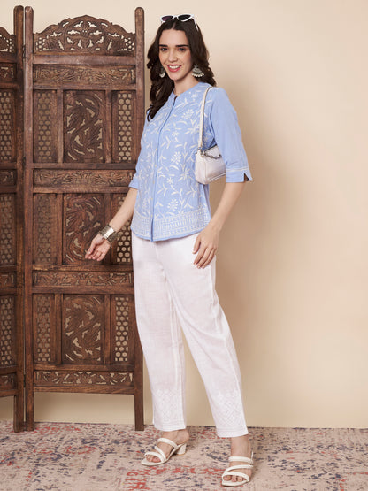 Chambray Chikankari Shirt