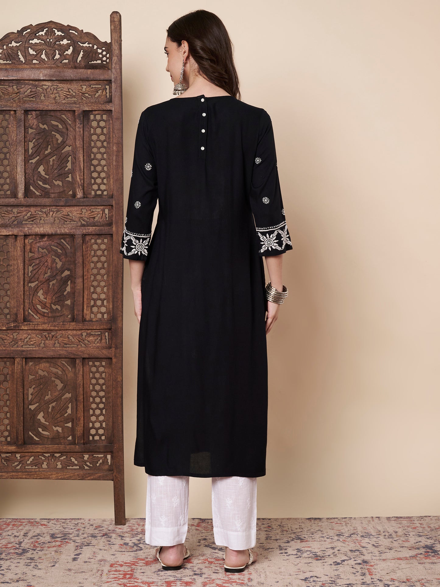 Black and White Chikankari Kurta
