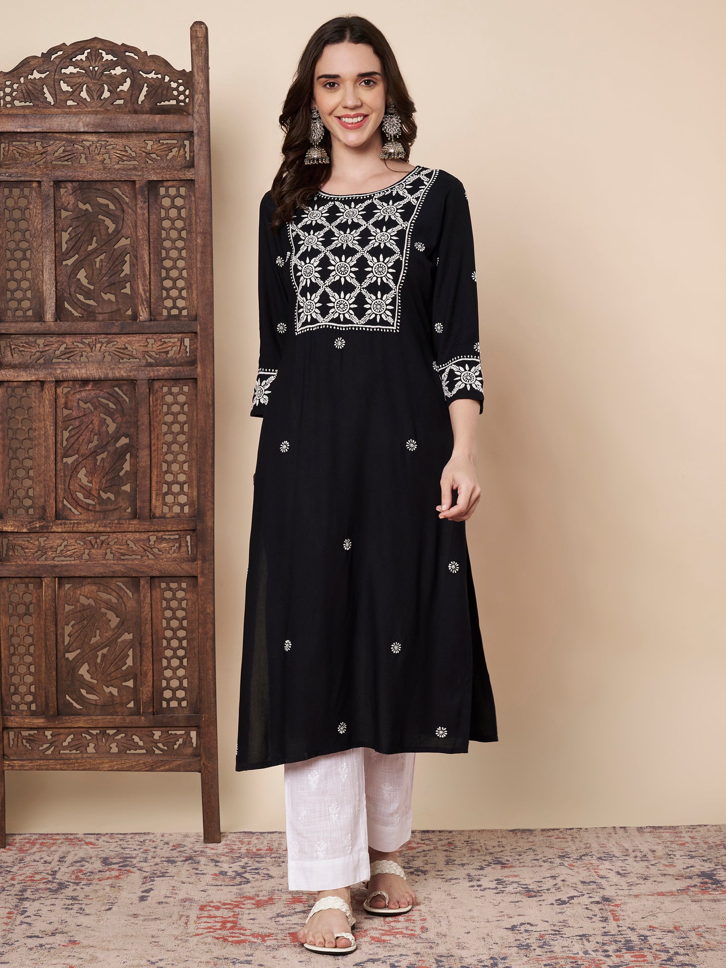 Black and White Chikankari Kurta