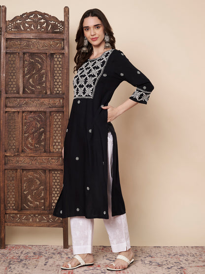 Black and White Chikankari Kurta