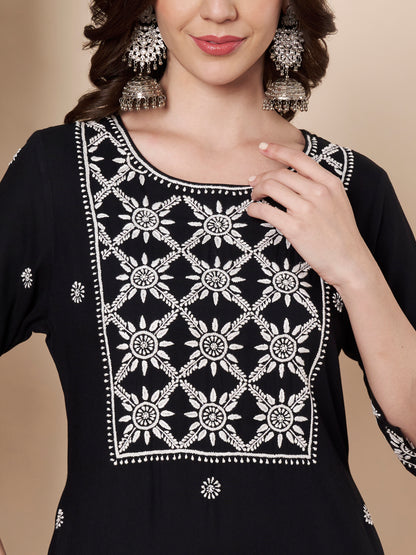 Black and White Chikankari Kurta