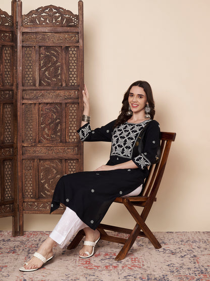 Black and White Chikankari Kurta