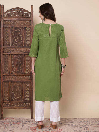 Matcha Green Chikankari Kurta