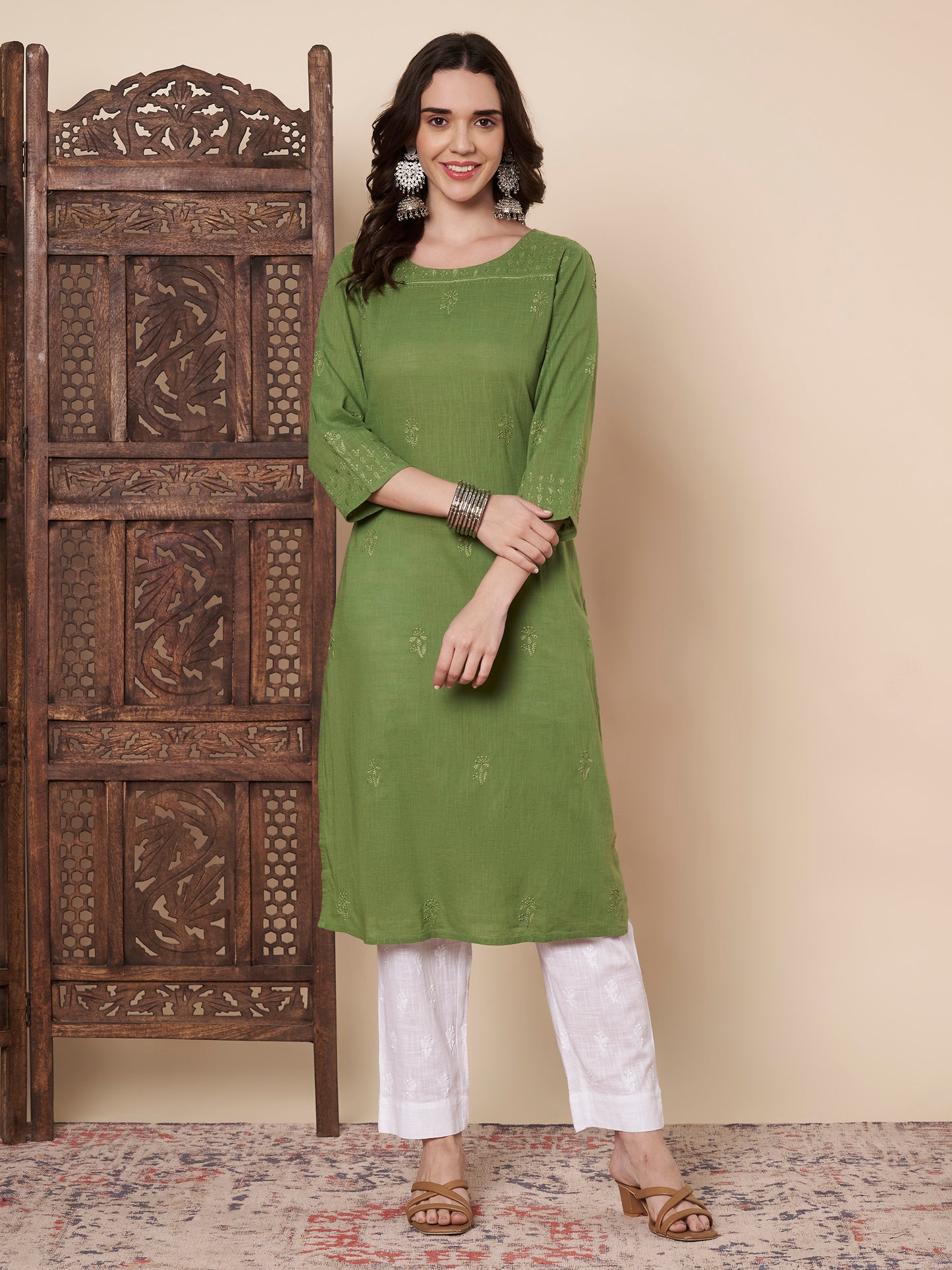 Matcha Green Chikankari Kurta
