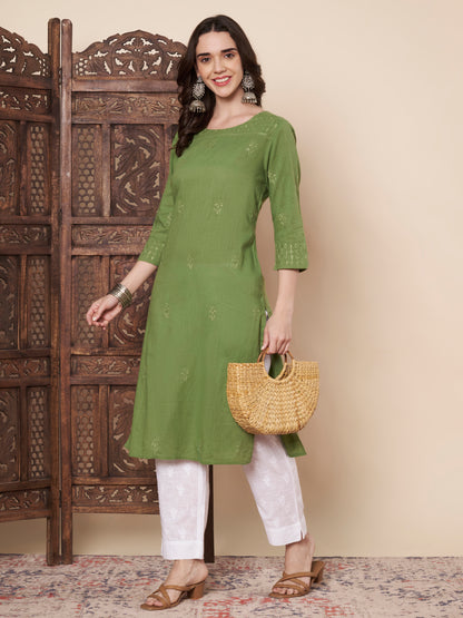Matcha Green Chikankari Kurta