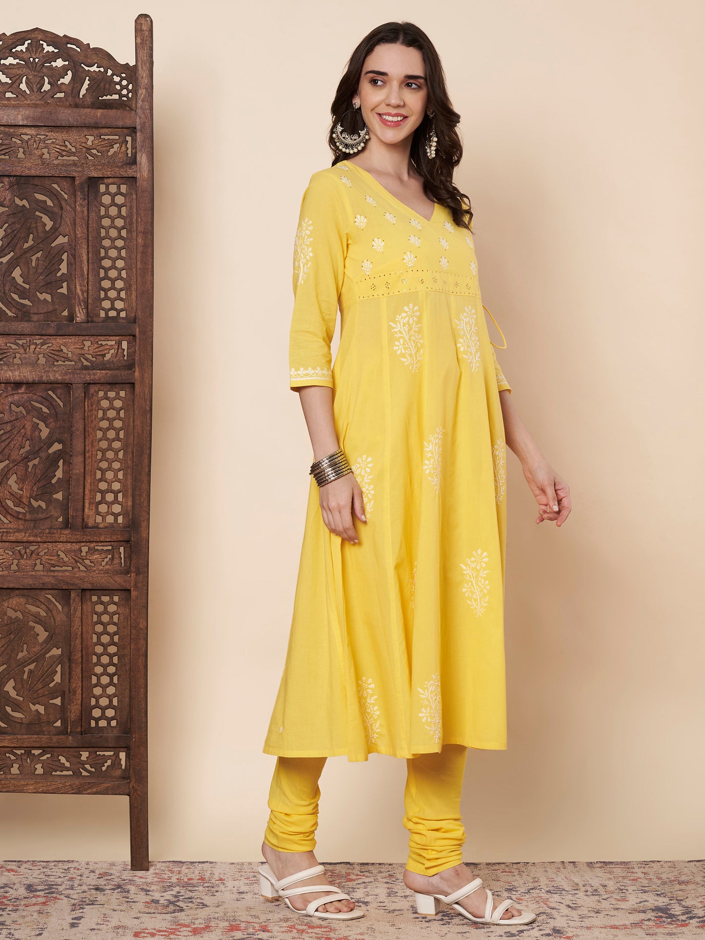 Yellow Chikankari Kurta Set with Dupatta