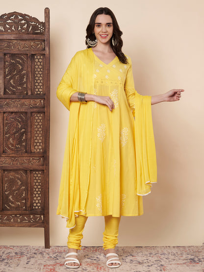 Yellow Chikankari Kurta Set with Dupatta