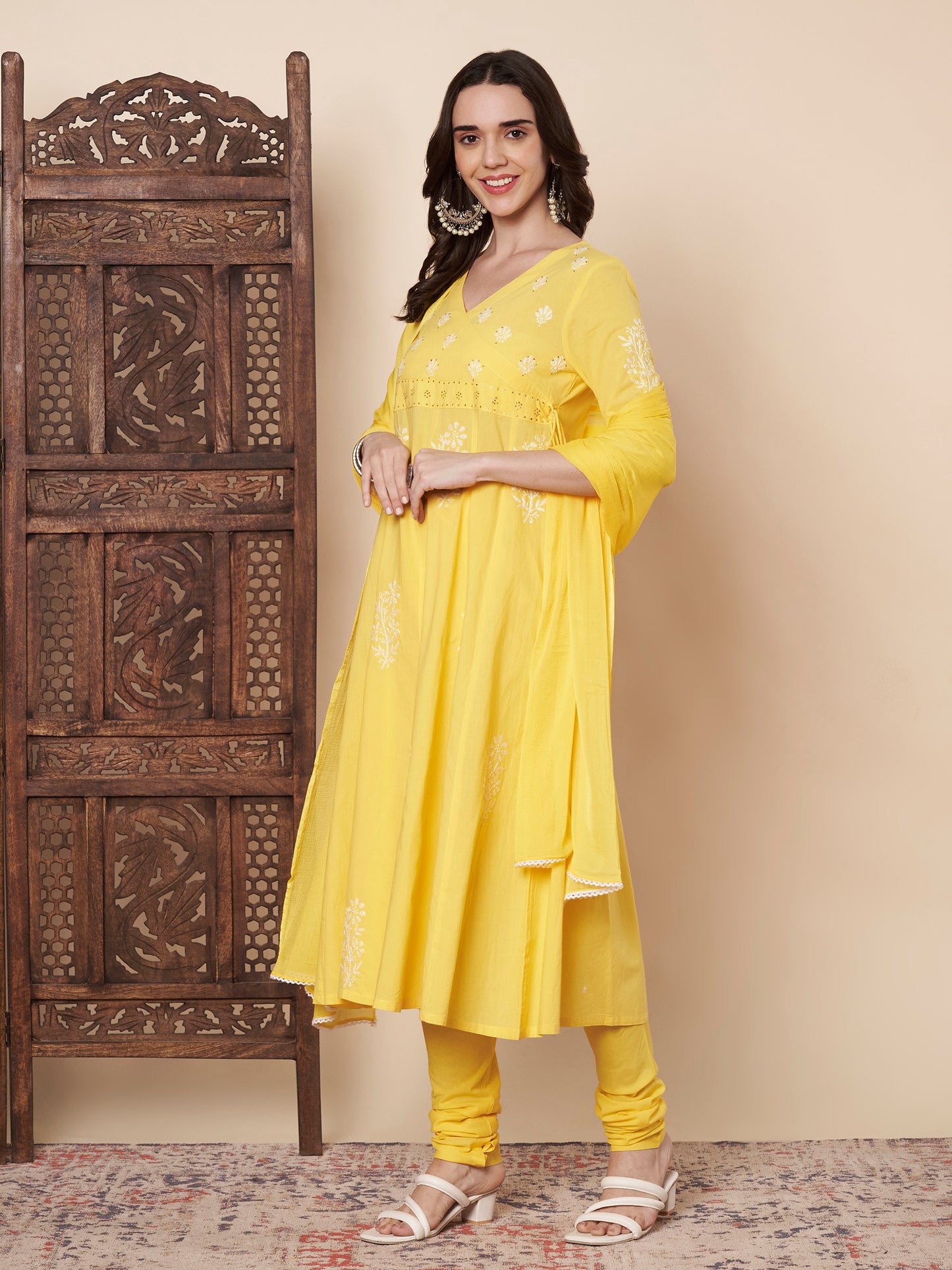 Yellow Chikankari Kurta Set with Dupatta