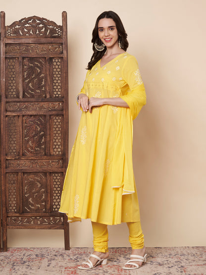 Yellow Chikankari Kurta Set with Dupatta