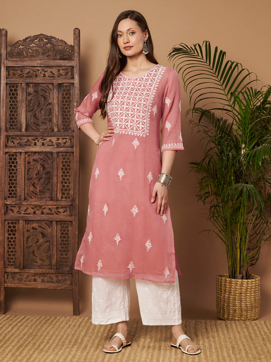 Kota Doria Chikankari Kurta