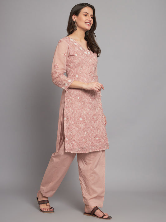 Vintage Rose Chikankari Suit-Set