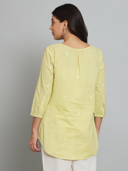 Lime Green Chikankari Cotton Top