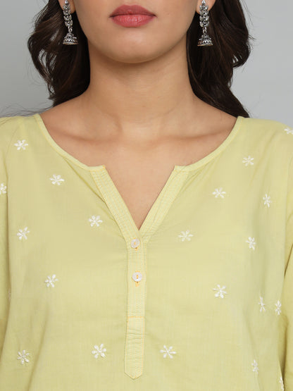 Lime Green Chikankari Cotton Top