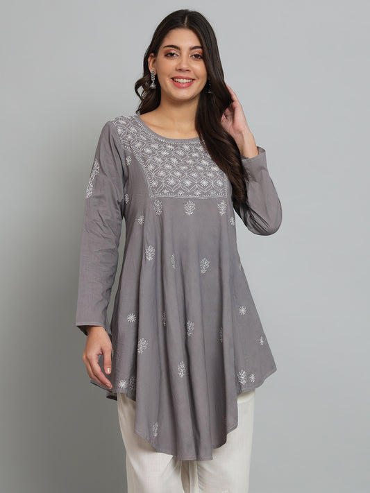 Grey Chikankari Tunic