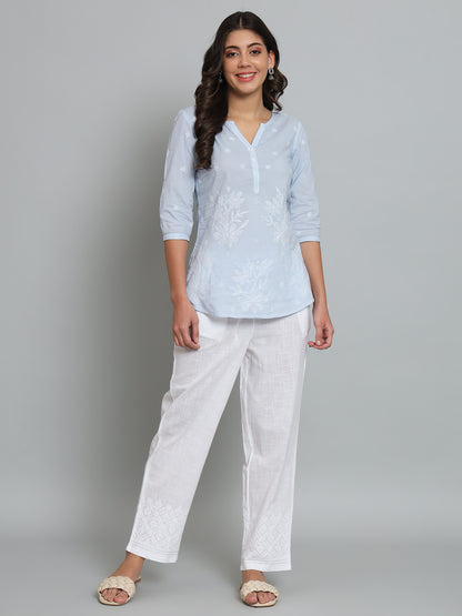 Lavender Chikankari Cotton Top