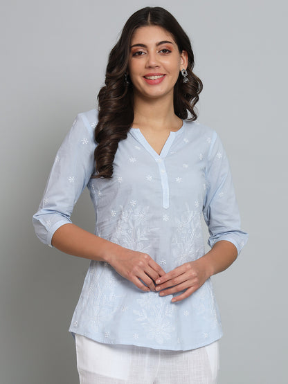 Lavender Chikankari Cotton Top