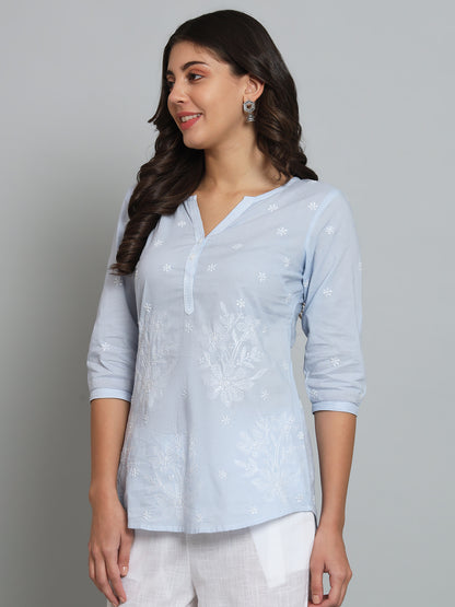Lavender Chikankari Cotton Top