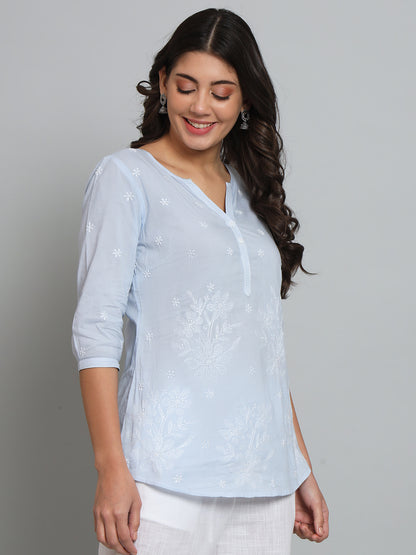 Lavender Chikankari Cotton Top