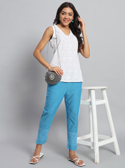 White Sleeveless Chikankari Top