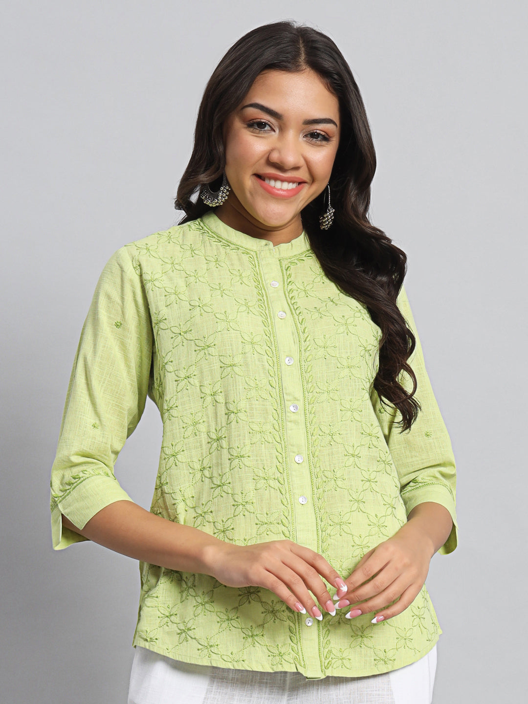 Lime Green Chikankari Shirt