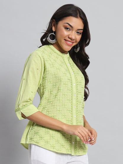 Lime Green Chikankari Shirt