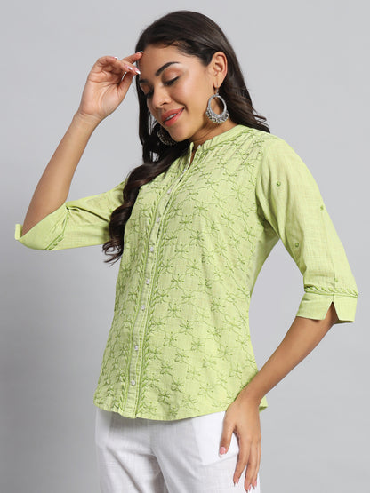 Lime Green Chikankari Shirt