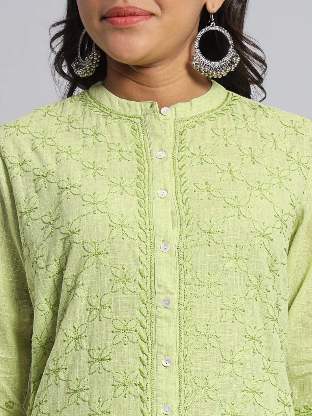 Lime Green Chikankari Shirt