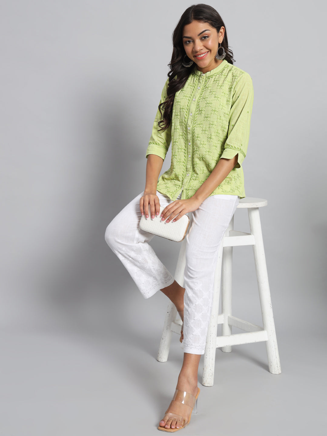 Lime Green Chikankari Shirt