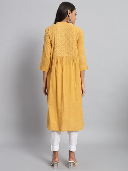 Front & Back Chikankari Cotton Kurta