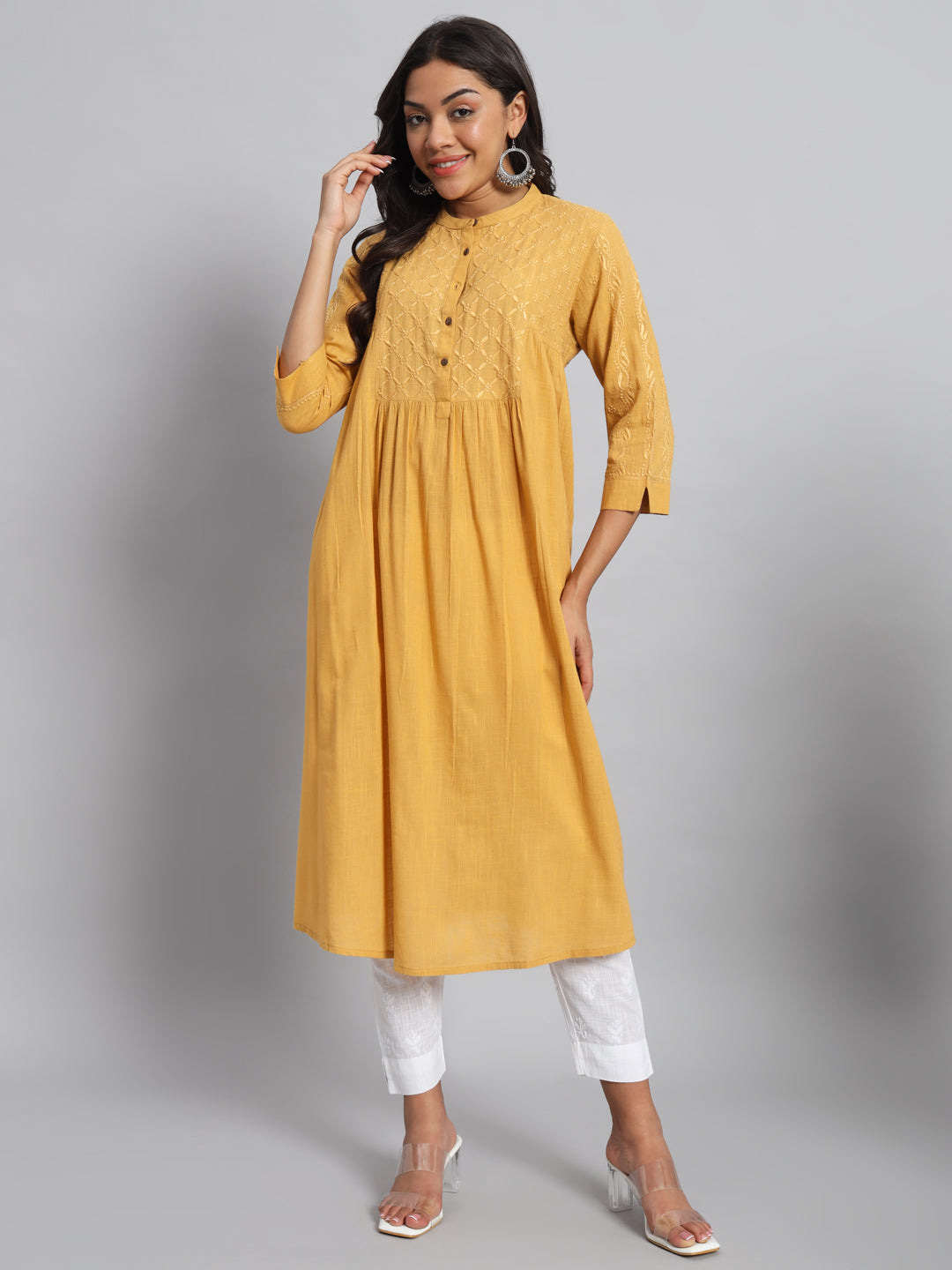 Front & Back Chikankari Cotton Kurta