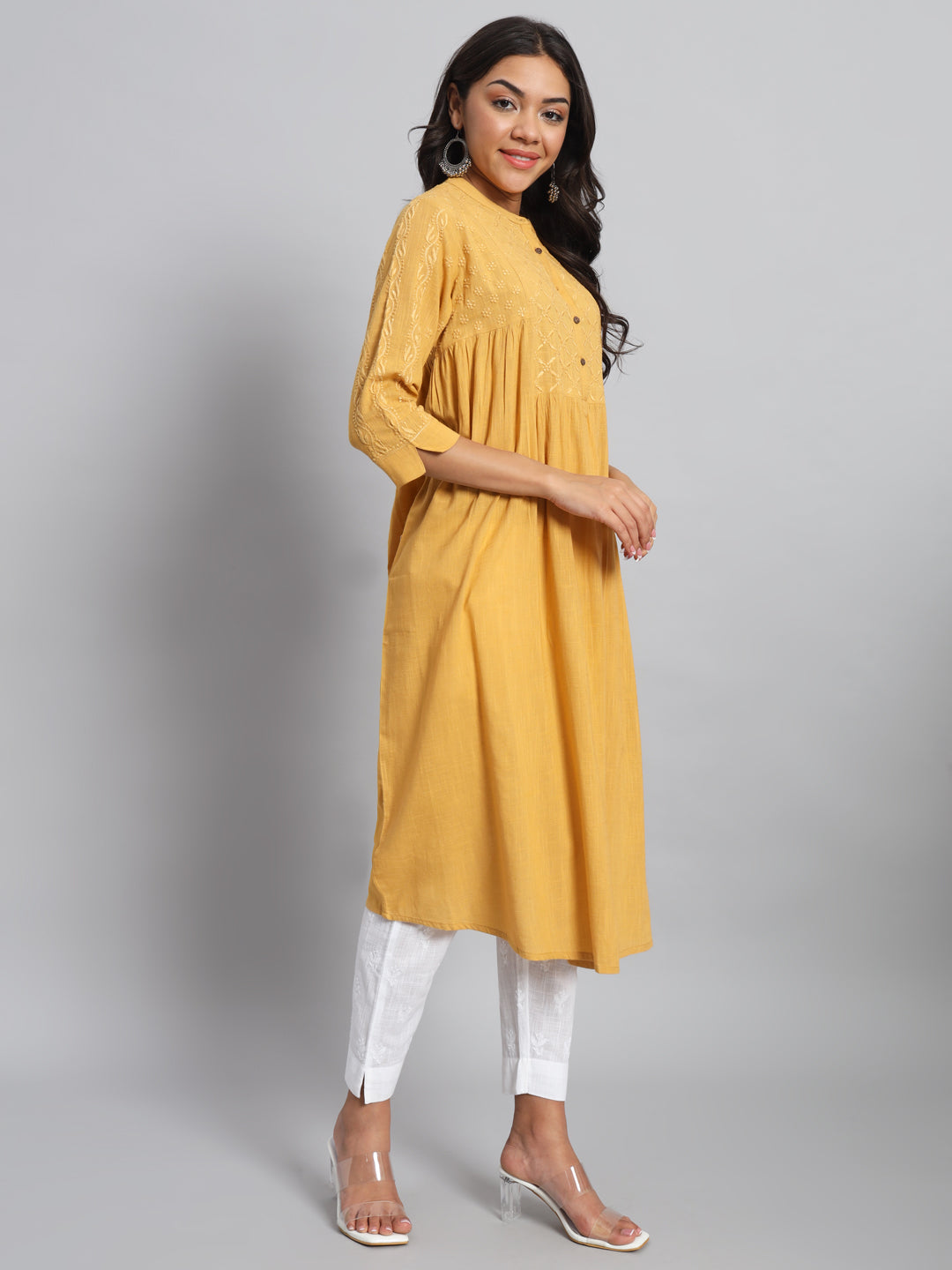 Front & Back Chikankari Cotton Kurta