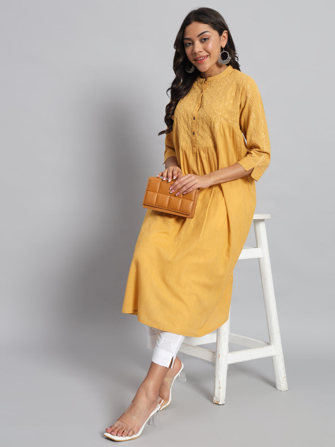 Front & Back Chikankari Cotton Kurta