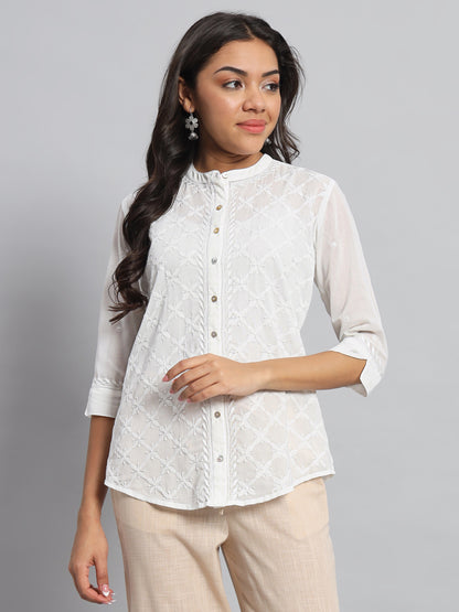 Pearl White Chikankari Shirt