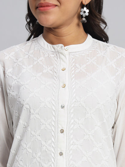 Pearl White Chikankari Shirt