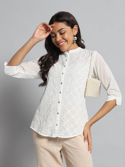 Pearl White Chikankari Shirt
