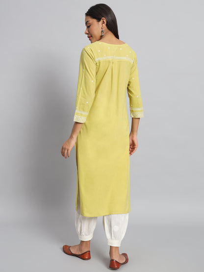 Lemon Yellow Basic Chikankari Kurta